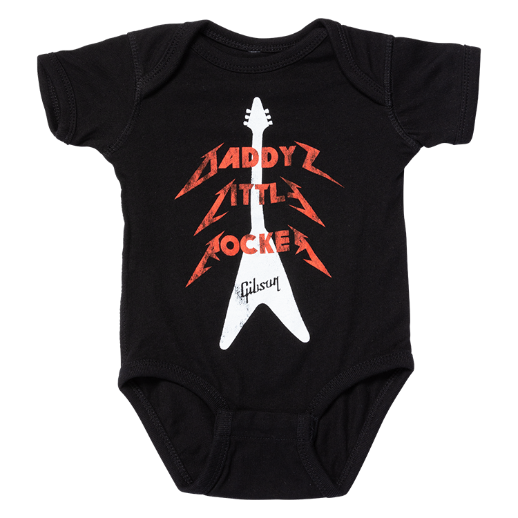 Daddy's Little Rocker Flying V Onesie (Black) - GA-ONDFVB6