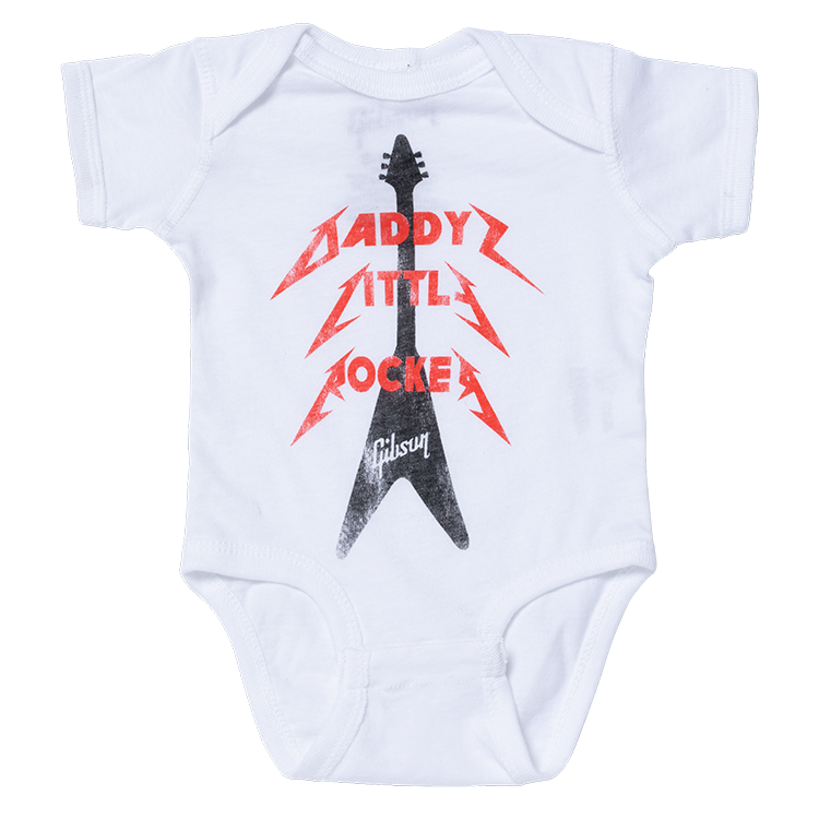Daddy's Little Rocker Flying V Onesie (White) - GA-ONDFVW6
