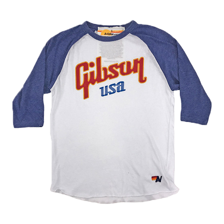 Aviator Nation X Gibson Baseball Tee - GA-AN-TBBWHTXS
