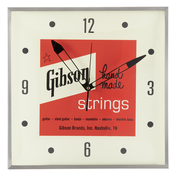 Gibson Vintage Lighted Wall Clock - Handmade Strings - GA-CLK4