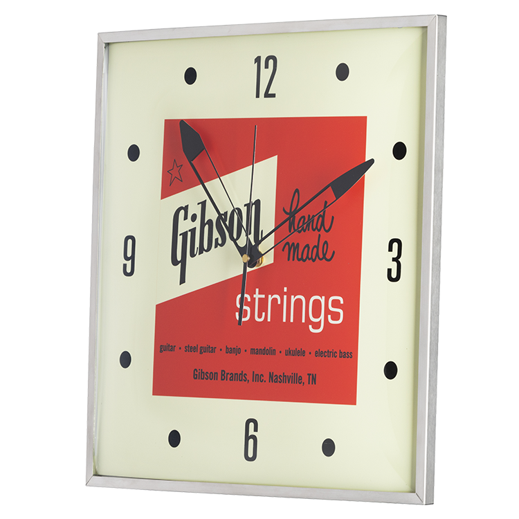 Gibson Vintage Lighted Wall Clock - Handmade Strings - GA-CLK4