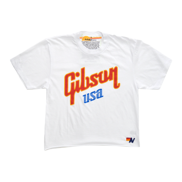 Aviator Nation X Gibson Boyfriend Tee (White) - GA-AN-WTCWHTXS