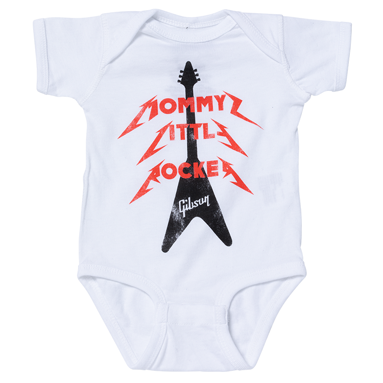 Mommy's Little Rocker Flying V Onesie (White) - GA-ONMFVW6