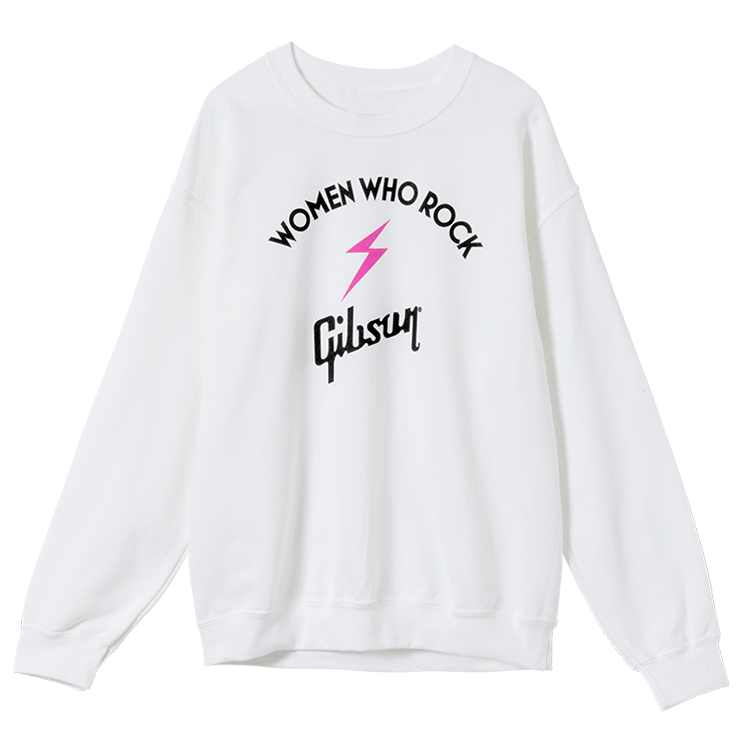 Women Who Rock x Gibson Crewneck Sweatshirt (White) - GA-WWR-WHTCREW-SM