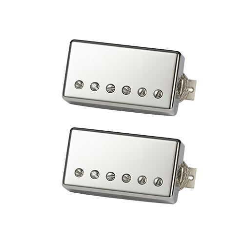 Greenybucker Set (Double black, Nickel cover, Unpotted, Rhythm pickup reverse polarity, T: 8.7k, R: 8.3k, Alnico 2) - PUGBDBNC2-SET