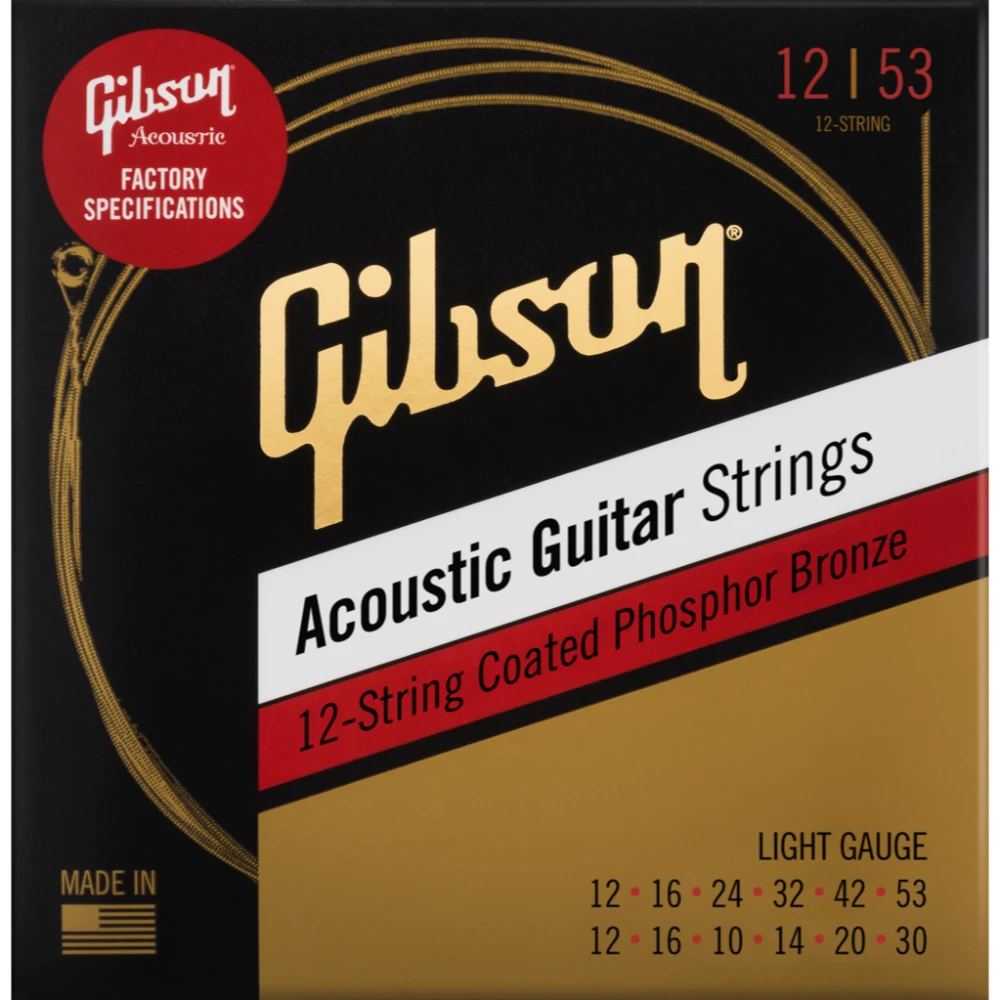 Coated Phosphor Bronze Acoustic Guitar Strings, 12-String Set - SAG-PB12L