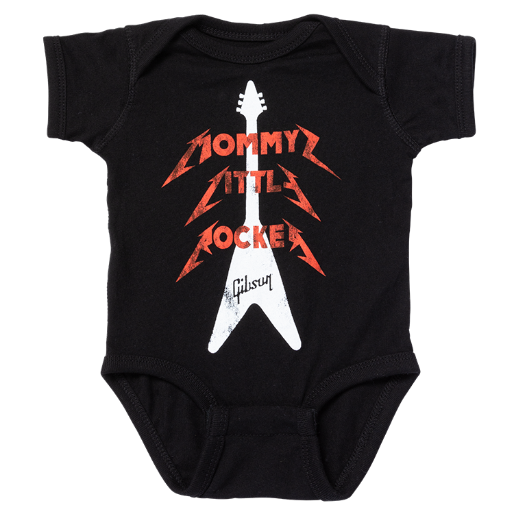 Mommy's Little Rocker Flying V Onesie (Black) - GA-ONMFVB6